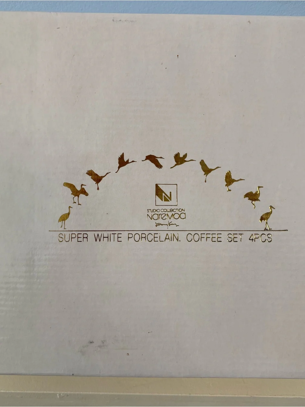 Naremoa Studio Collection White Porcelain Lily Coffee Cup Saucer Set Boxed 4pc